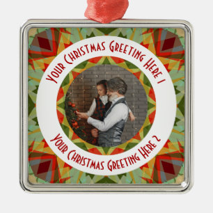 Anpassningsbar Julstjärnan Jolly Grönt Photo Hälsn Julgransprydnad Metall