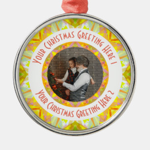 Anpassningsbar Julstjärnan Jolly Gult Photo Hälsni Julgransprydnad Metall