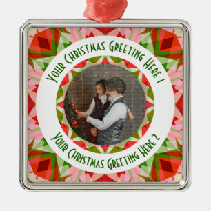 Anpassningsbar Julstjärnan Jolly Red Photo Hälsnin Julgransprydnad Metall