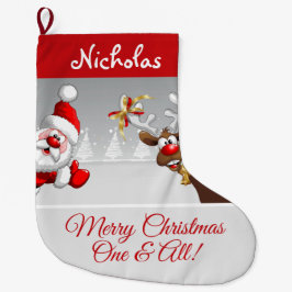 Anpassningsbar jultomte och renar stor julstrumpa