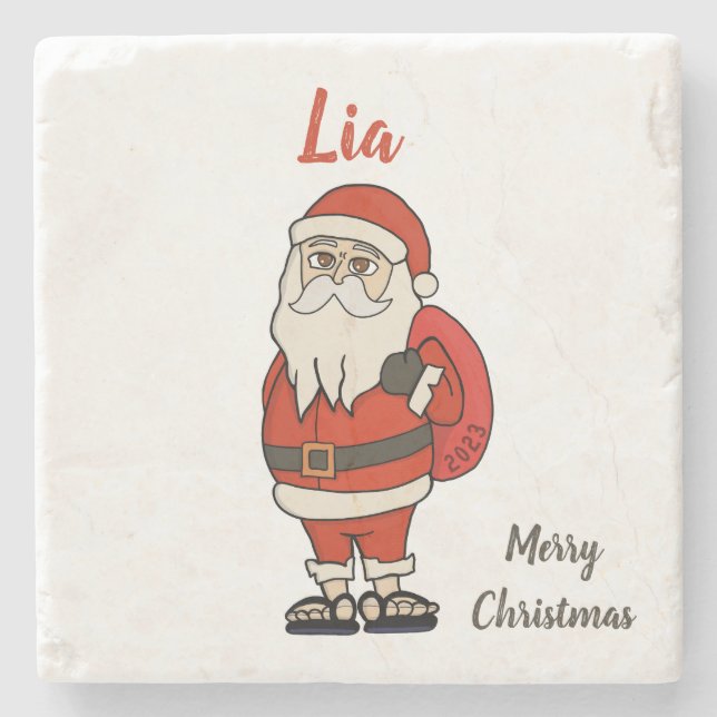 Anpassningsbar Jultomten Flinflip flops Stenunderlägg (Framsidan)