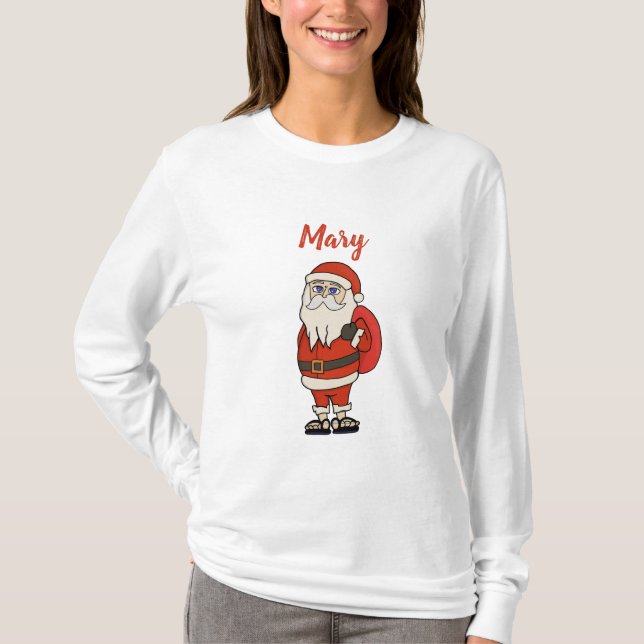 Anpassningsbar Jultomten Flinflip flops T Shirt (Framsida)