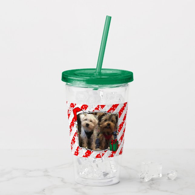 Anpassningsbar jultomten Hat Pet Two Photo Take Away Mugg (Baksida Ice)