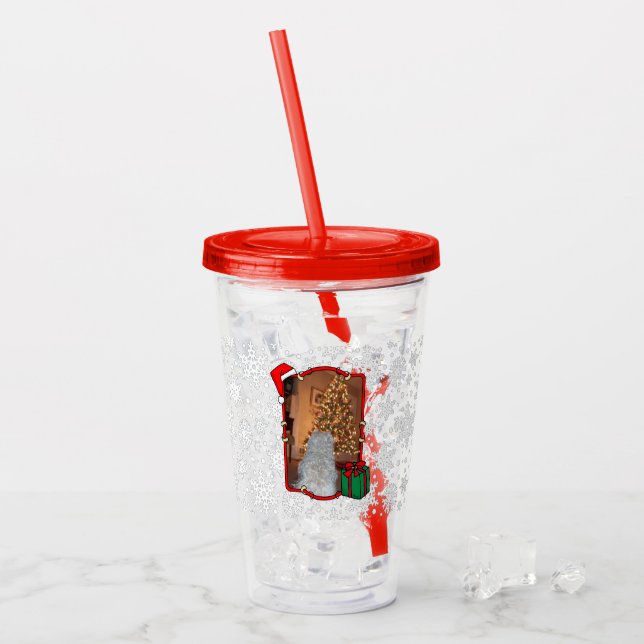 Anpassningsbar jultomten Hat Pet Two Photo Take Away Mugg (Framsida Ice)