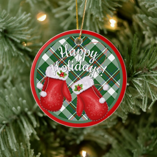 Anpassningsbar Jultomten Mittens Red Grönt Play Mö Julgransprydnad Keramik (Träd)