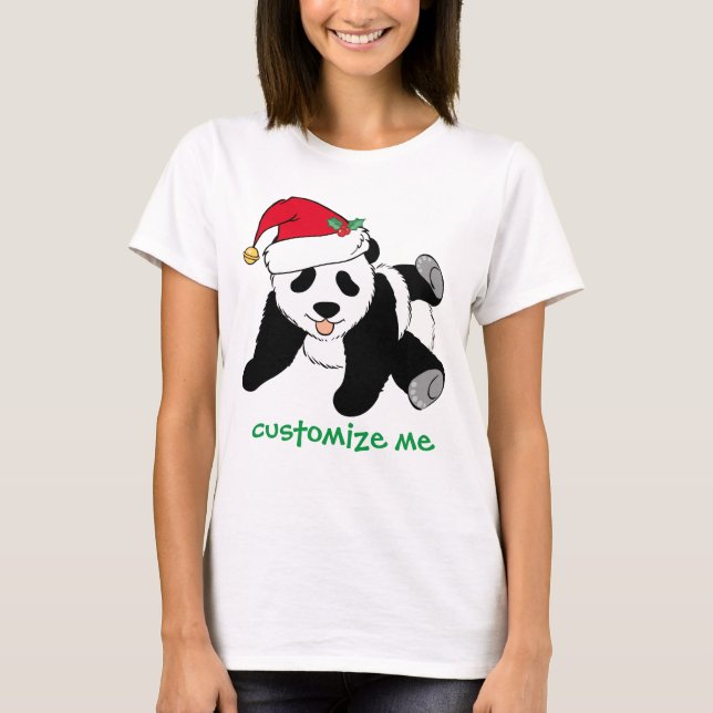 Anpassningsbar jultomten Panda Bear Santa T-shirt (Framsida)