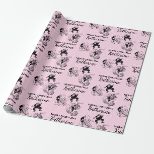 Anpassningsbar JulVintage Rosa Presentpapper