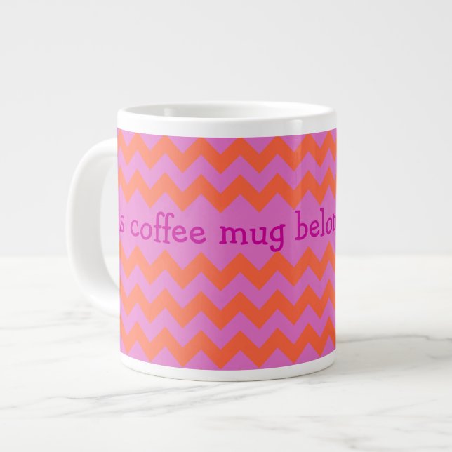 Anpassningsbar Jumbo Coffee Mugg, Magenta, Orange  Jumbo Mugg (Framsida vänster)