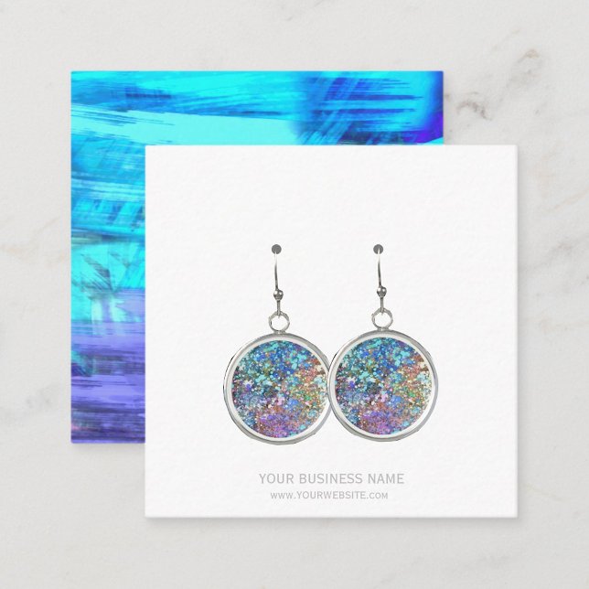 Anpassningsbar Juvelry Earring Visning Card Fyrkantigt Visitkort (Custom Jewelry Earring Display Cards for the Crafter or Artisan Jewelry Maker to display earrings)