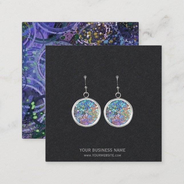 Anpassningsbar Juvelry Earring Visning Card Fyrkantigt Visitkort (Custom Jewelry Earring Display Cards for the crafter and artisan jewelry maker to display earrings)