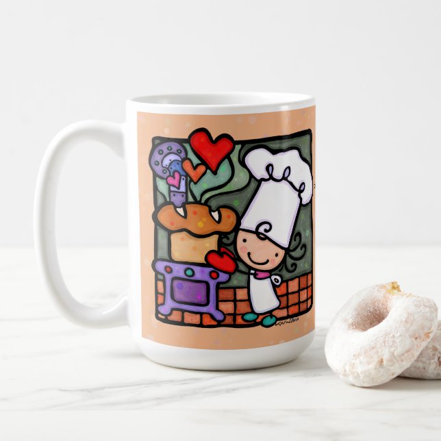 Anpassningsbar kaffekaffe Mugg i Cute Bread Baking (Med munk)