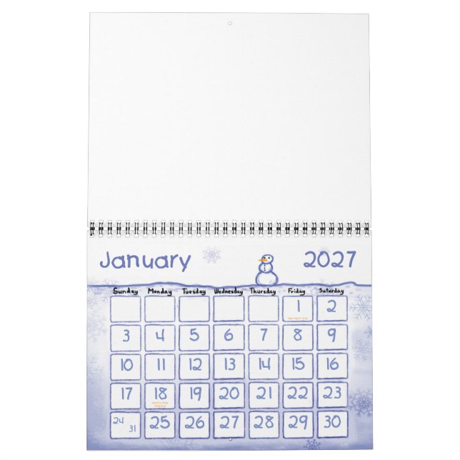 Anpassningsbar Kalender - målade säsonger (Jan 2027)