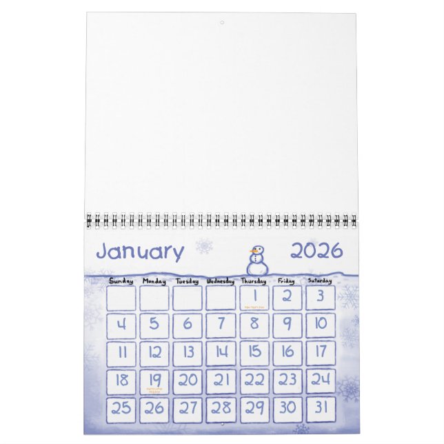 Anpassningsbar Kalender - målade säsonger (Jan 2026)