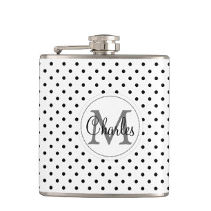Anpassningsbar känd Monogram.White och svart polka Fickplunta