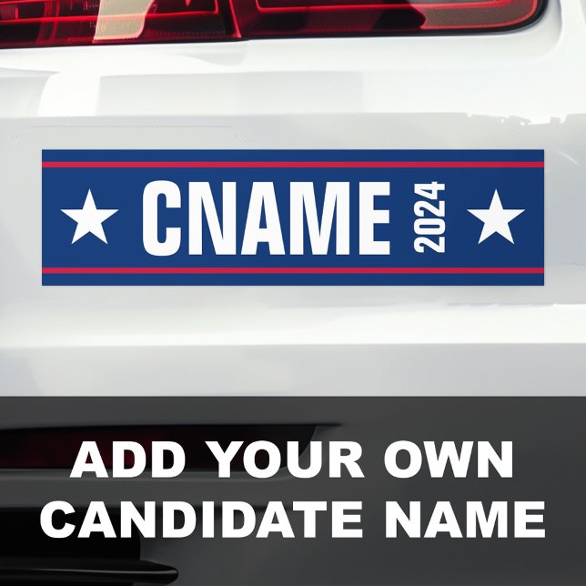 Anpassningsbar kandidat till det politiska valet i bildekal (Custom candidate name political election campaign bumper sticker)