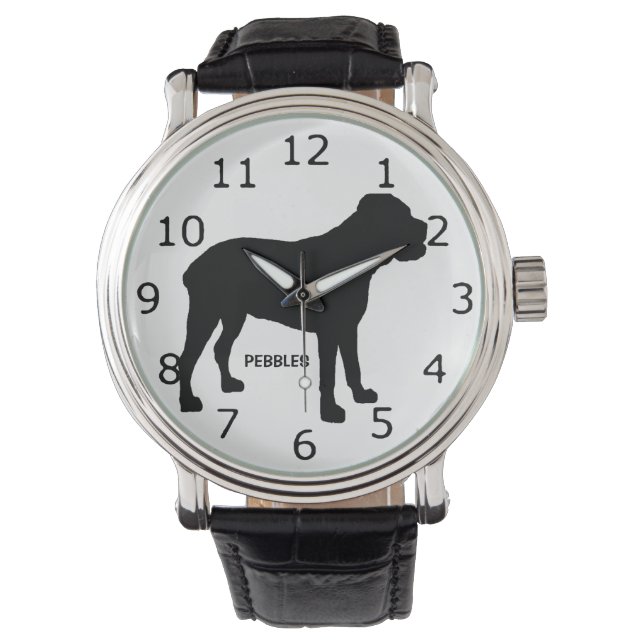 ANPASSNINGSBAR Käpp Corso Hund Silhouette Armbandsur (Framsida)