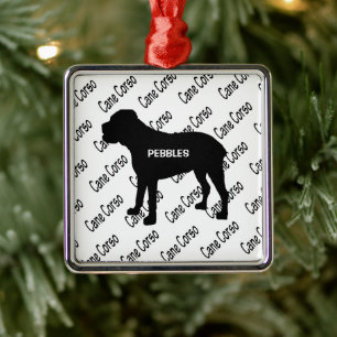 Anpassningsbar Käpp Corso Hund Silhouette Julgransprydnad Metall
