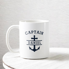 Anpassningsbar kapten Boat Nautical Anchor Kaffemugg