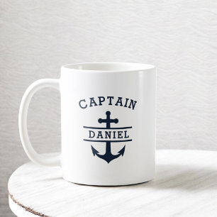 Anpassningsbar kapten Boat Nautical Anchor Kaffemugg
