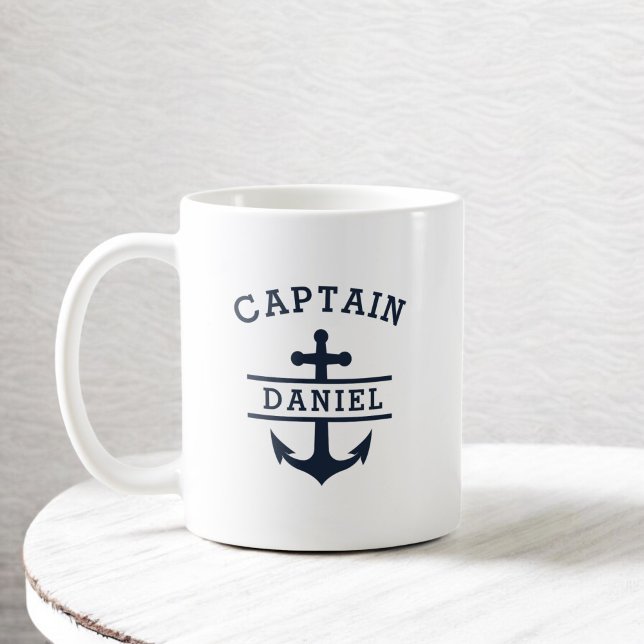 Anpassningsbar kapten Boat Nautical Anchor Kaffemugg (Skapare uppladdad)