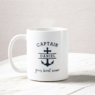 Anpassningsbar kapten Boat Nautical Anchor Kaffemugg