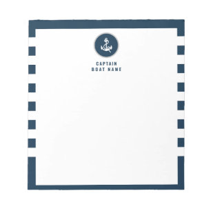 Anpassningsbar kapten Boat Nautical Anchor Navy Ra Anteckningsblock