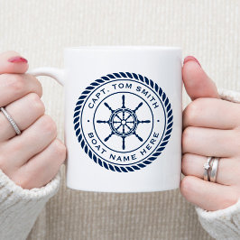 Anpassningsbar kapten namn nautisk frakts hjul kaffemugg