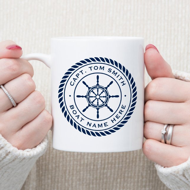 Anpassningsbar kapten namn nautisk frakts hjul kaffemugg (Skapare uppladdad)