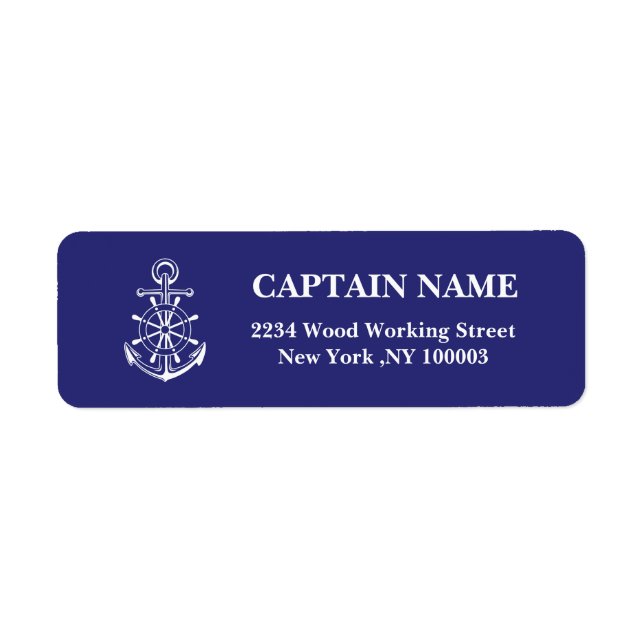 Anpassningsbar kapten namn navy Return Address lab Returadress Etikett (Framsidan)