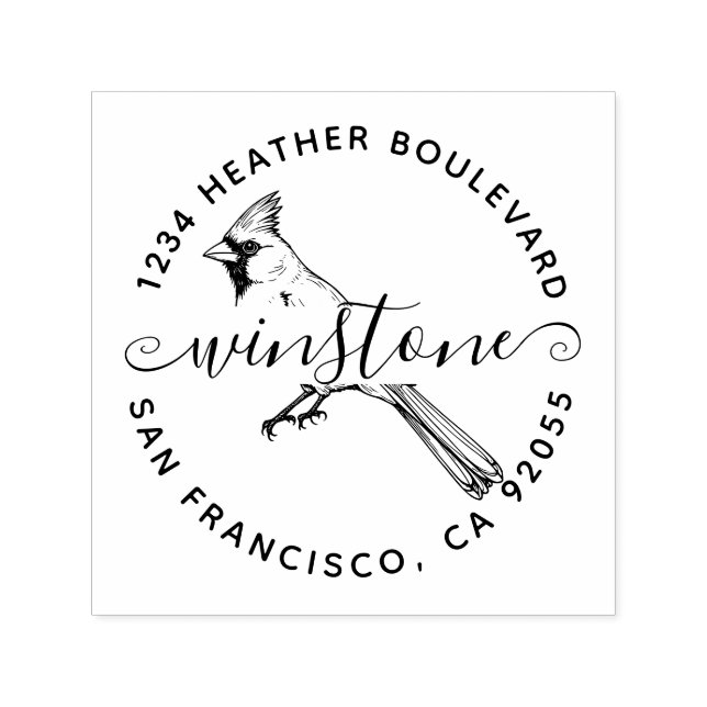 Anpassningsbar Kardinal Bird Returadress Family Na Självfärgande Stämpel (Design)