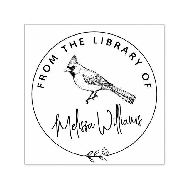 Anpassningsbar kardinal Ex Libris från Bibliotek B Självfärgande Stämpel (Design)