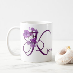 Anpassningsbar Karen namn lila blommor blommig Kaffemugg