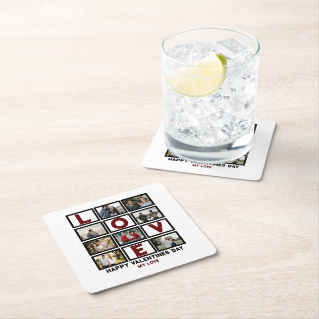 Anpassningsbar Kärlek Alla hjärtans dag 8 Fotokoll Underlägg Papper Kvadrat (Insitu)