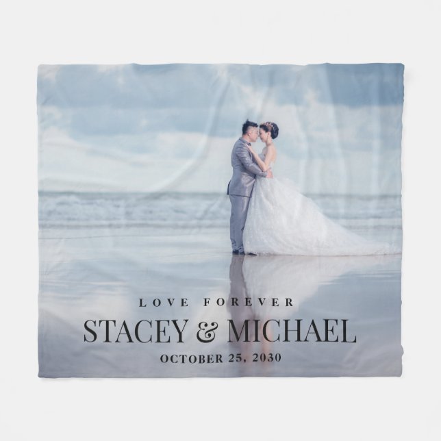 Anpassningsbar Kärlek Forever Photo Bröllop Fleecefilt (Framsidan (Horisontell))