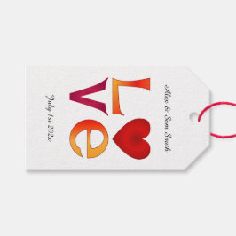 Anpassningsbar KÄRLEK-kvadrat Bröllop datum Firand Presentetikett