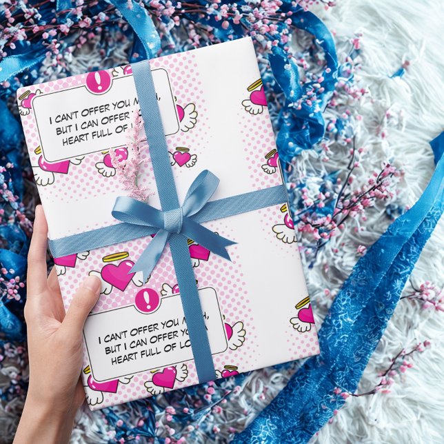 Anpassningsbar kärlek msg tecknad bok stil hjärtpr presentpapper (Skapare uppladdad)