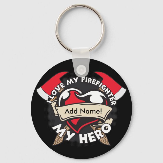 Anpassningsbar Kärlek My Firefighter Nyckelring (Framsida)