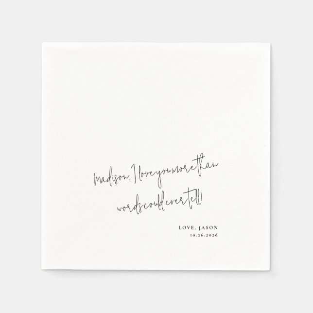 Anpassningsbar Kärlek Note Handskriftlig för Stil  Pappersservett (Framsidan)