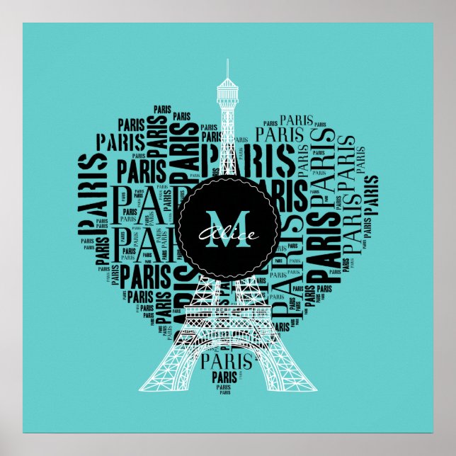 Anpassningsbar Kärlek Paris | Eiffel Torn Poster (Framsidan)