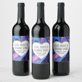Anpassningsbar Kärlek, Sprit och Cosmic Vibes Bröl Vinflaska Etikett