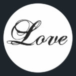 Anpassningsbar Kärlek Stickers for Wedding Favors Runt Klistermärke<br><div class="desc">Inbjudan till elegant bröllop-kuvertförsegling och fästmärkning för bröllopsfavoriter. Anpassa färg i texten och bakgrunden.</div>