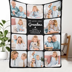 Anpassningsbar Kärlek You Grandma Modern 11 Photo Fleecefilt