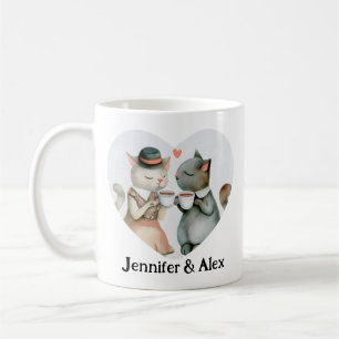 Anpassningsbar Kat par Namn Personlig Kaffemugg