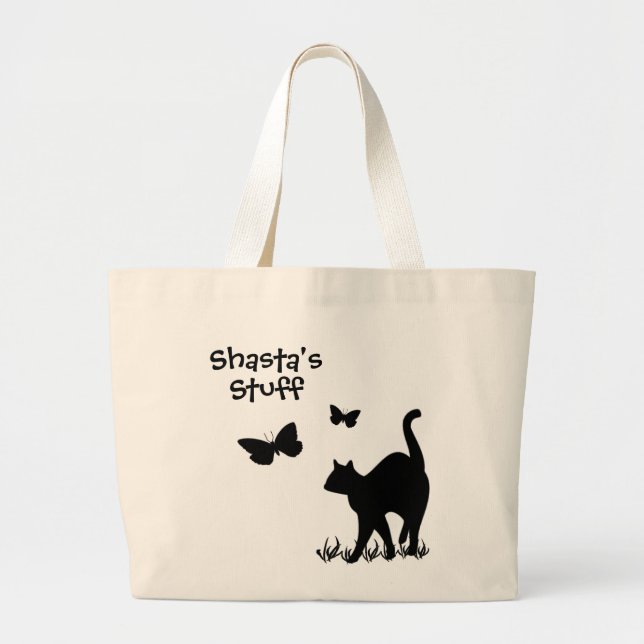 Anpassningsbar Kattens bärväska 2 Linjer Jumbo Tygkasse (Framsidan)