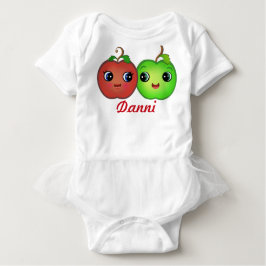 Anpassningsbar Kawaii Apple Kärlek Baby Tutu Bodyk T-shirt