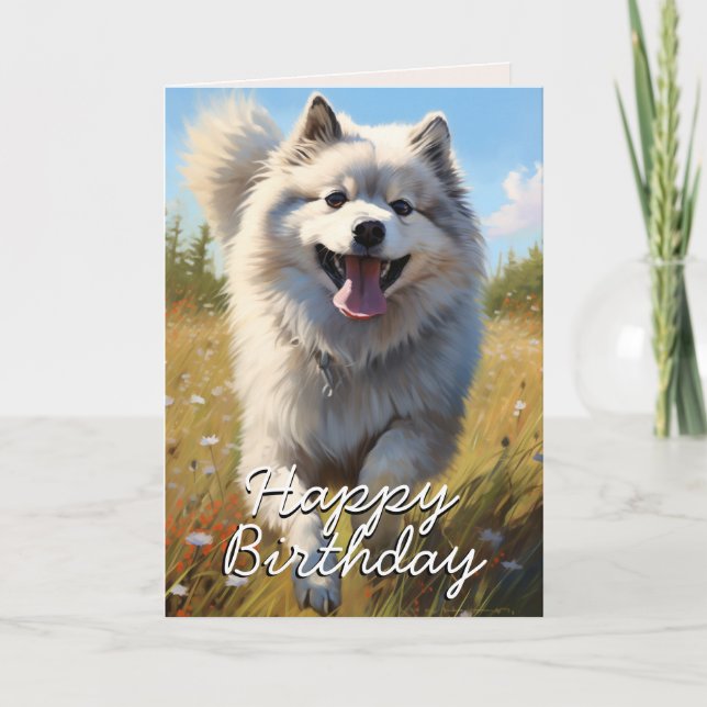 Anpassningsbar Keeshond Birthday Card Tack Kort (Framsida)