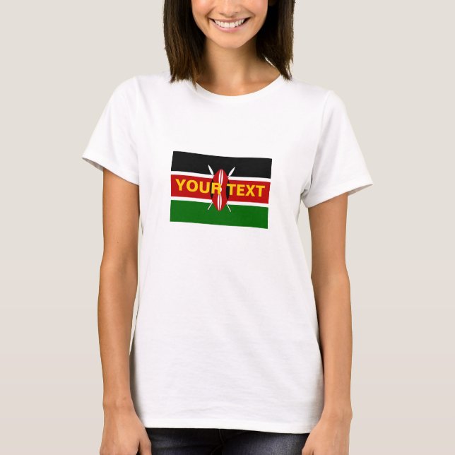 Anpassningsbar Kenya Flagga Tee Shirt (Framsida)