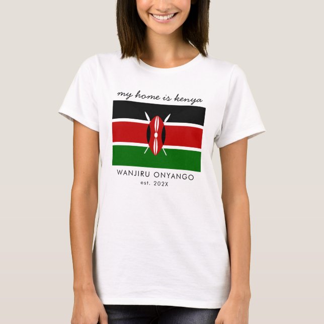 Anpassningsbar Kenyan Flagga T Shirt (Framsida)