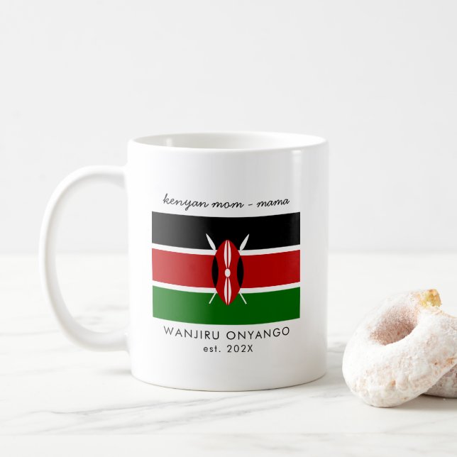 Anpassningsbar Kenyan Mamma Mamma Kenya Flagga Kaffemugg (Med munk)