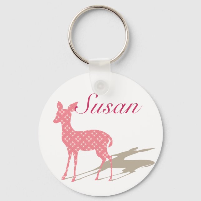 Anpassningsbar Keychain "Rosa Bambi" Nyckelring (Framsida)
